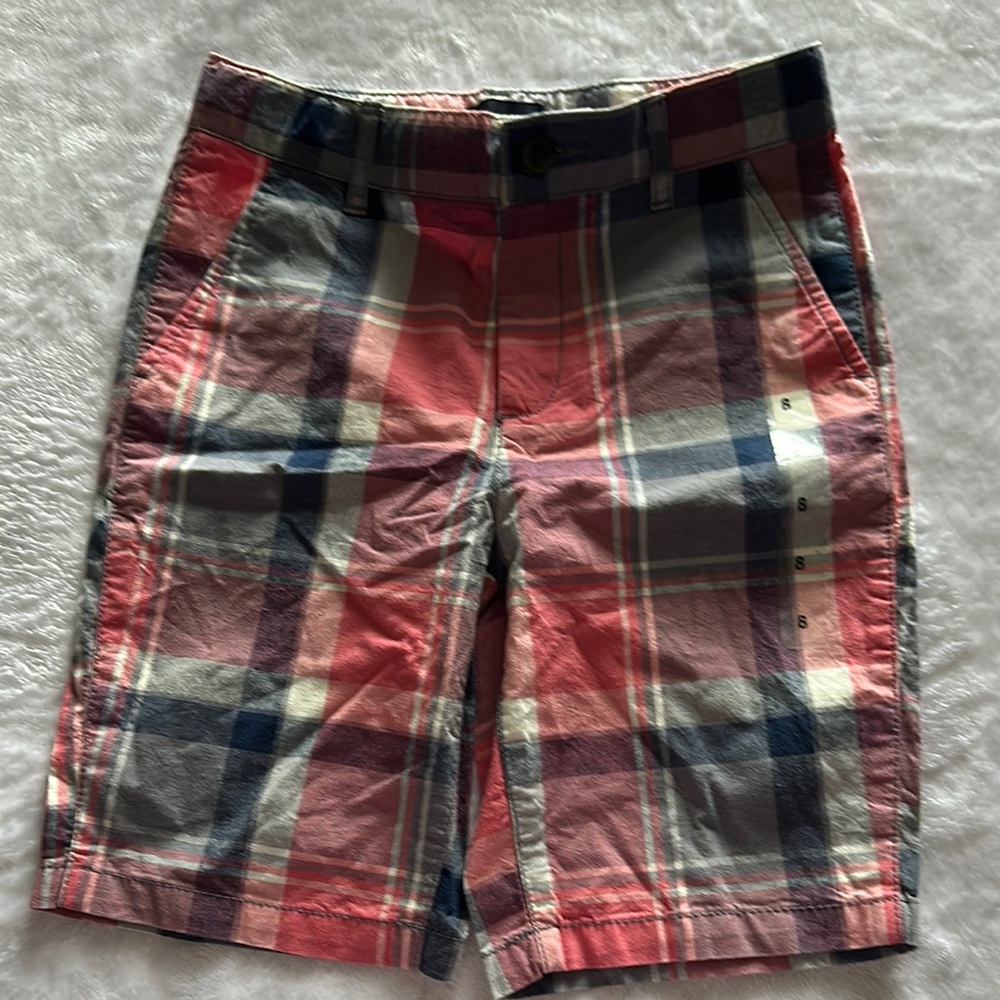 Vibrant Red and Blue Plaid Bermuda Shorts